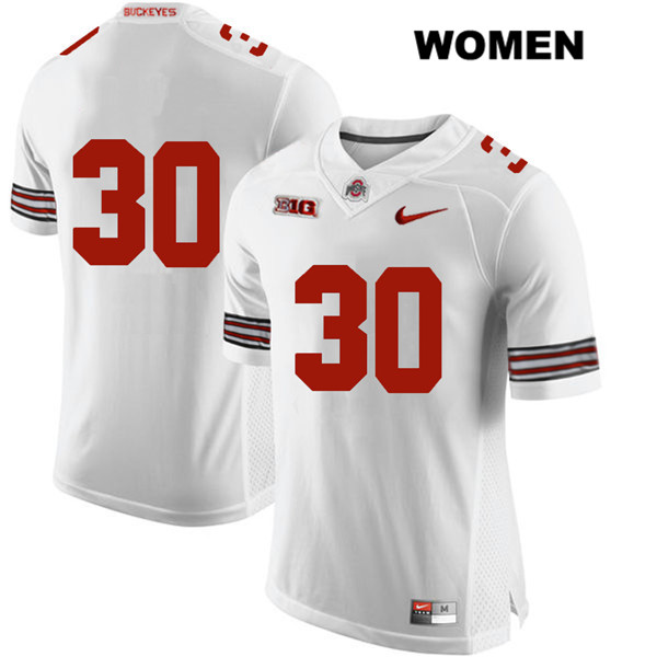 Ohio State Buckeyes Women's Demario McCall #30 White Authentic Nike No Name College NCAA Stitched Football Jersey LG19N45IH